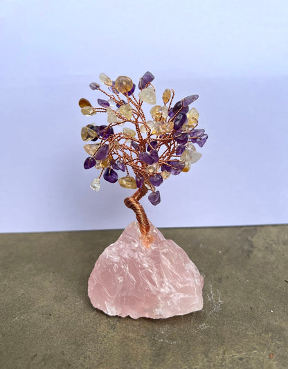 Gemstone Trees on Rose Quartz Base image 1