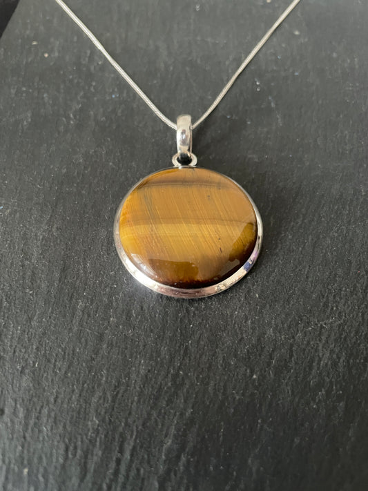 Tiger's Eye Round Pendant image 1