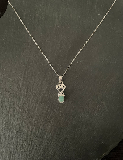 Oval Emerald and Silver Pendant image 0