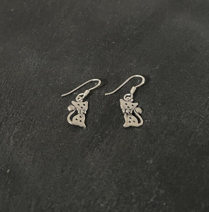 Silver Cat Earrings image 1