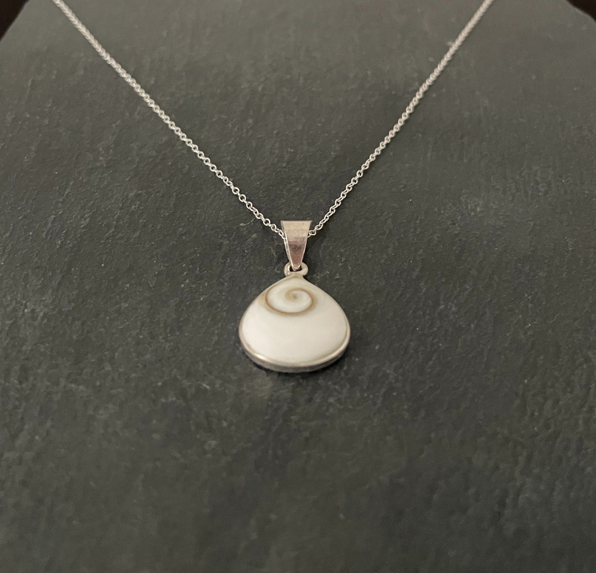 Shiva Shell and Silver Teardrop Pendant image 1