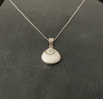 Shiva Shell and Silver Teardrop Pendant image 1
