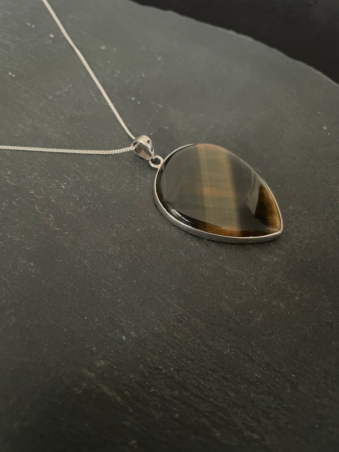 Tiger's Eye Teardrop Silver Pendant image 2