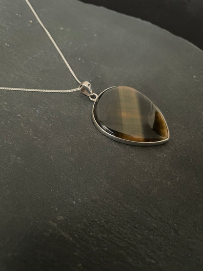 Tiger's Eye Teardrop Silver Pendant image 2