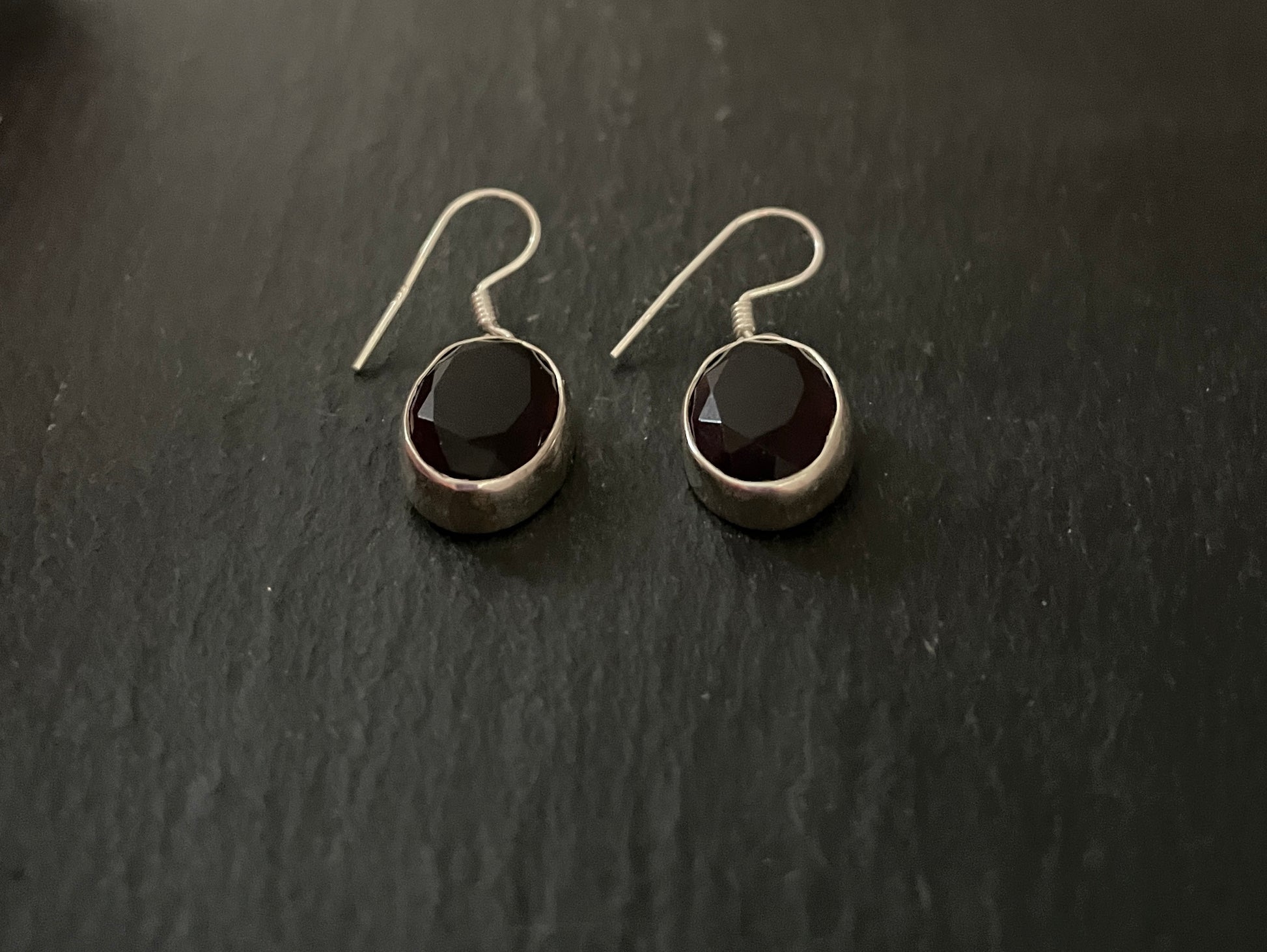 Oval Garnet Drop Earrings image 1