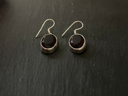 Oval Garnet Drop Earrings image 1