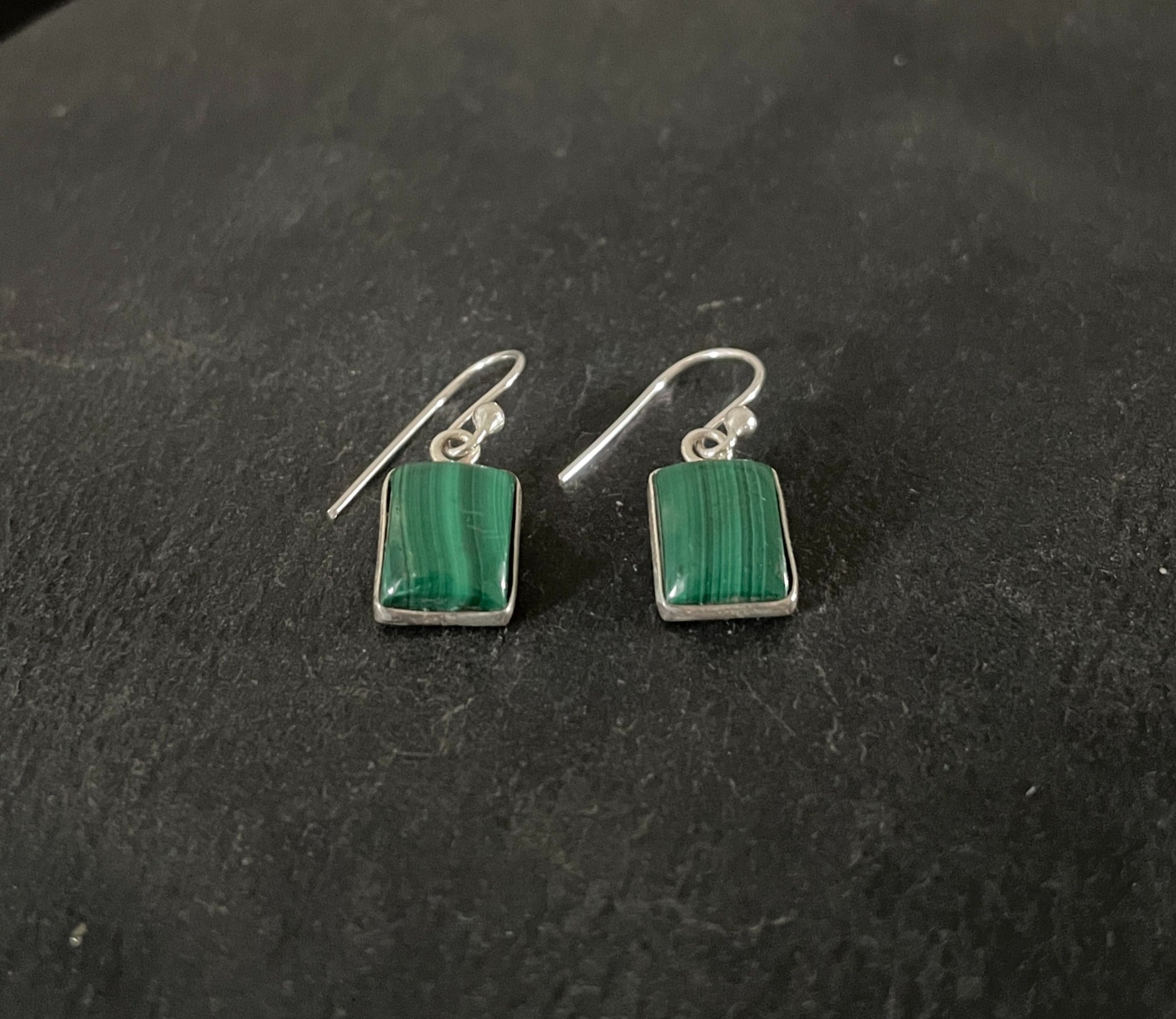 Malachite Rectangle Earrings image 1