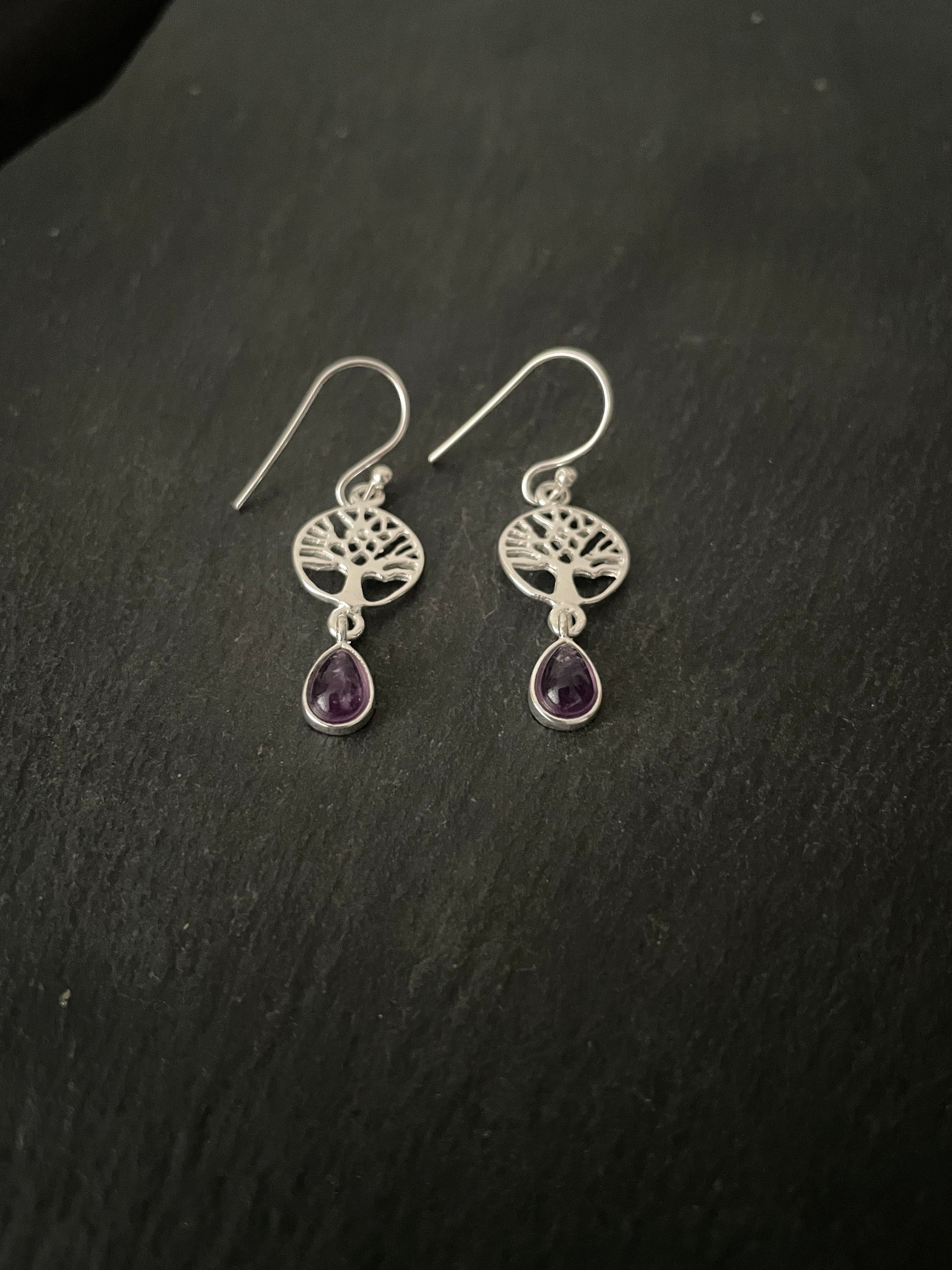 Amethyst Tree of Life Earrings image 1