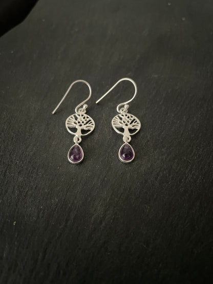 Amethyst Tree of Life Earrings image 1