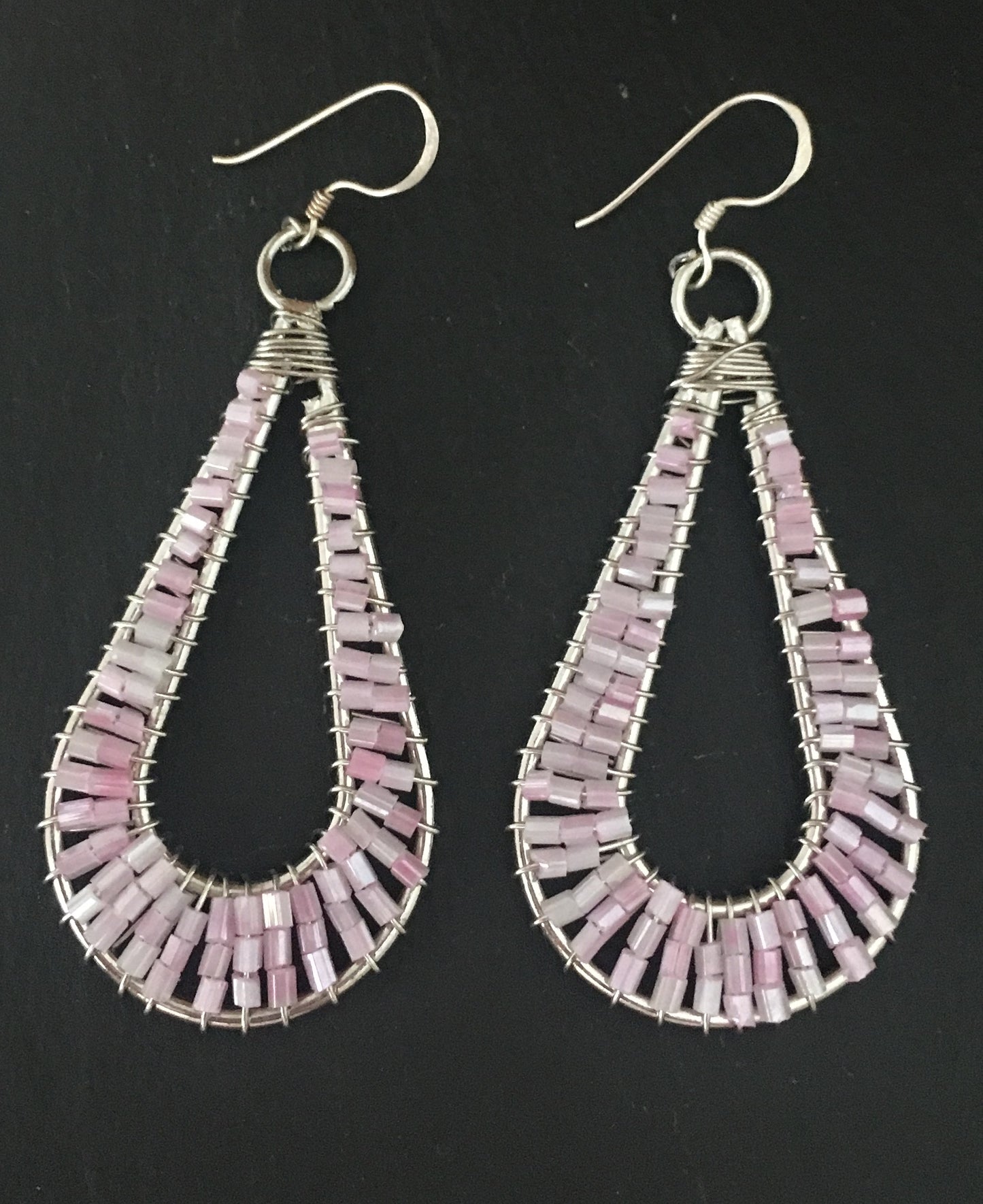 Pink Line Bead Earrings image 0