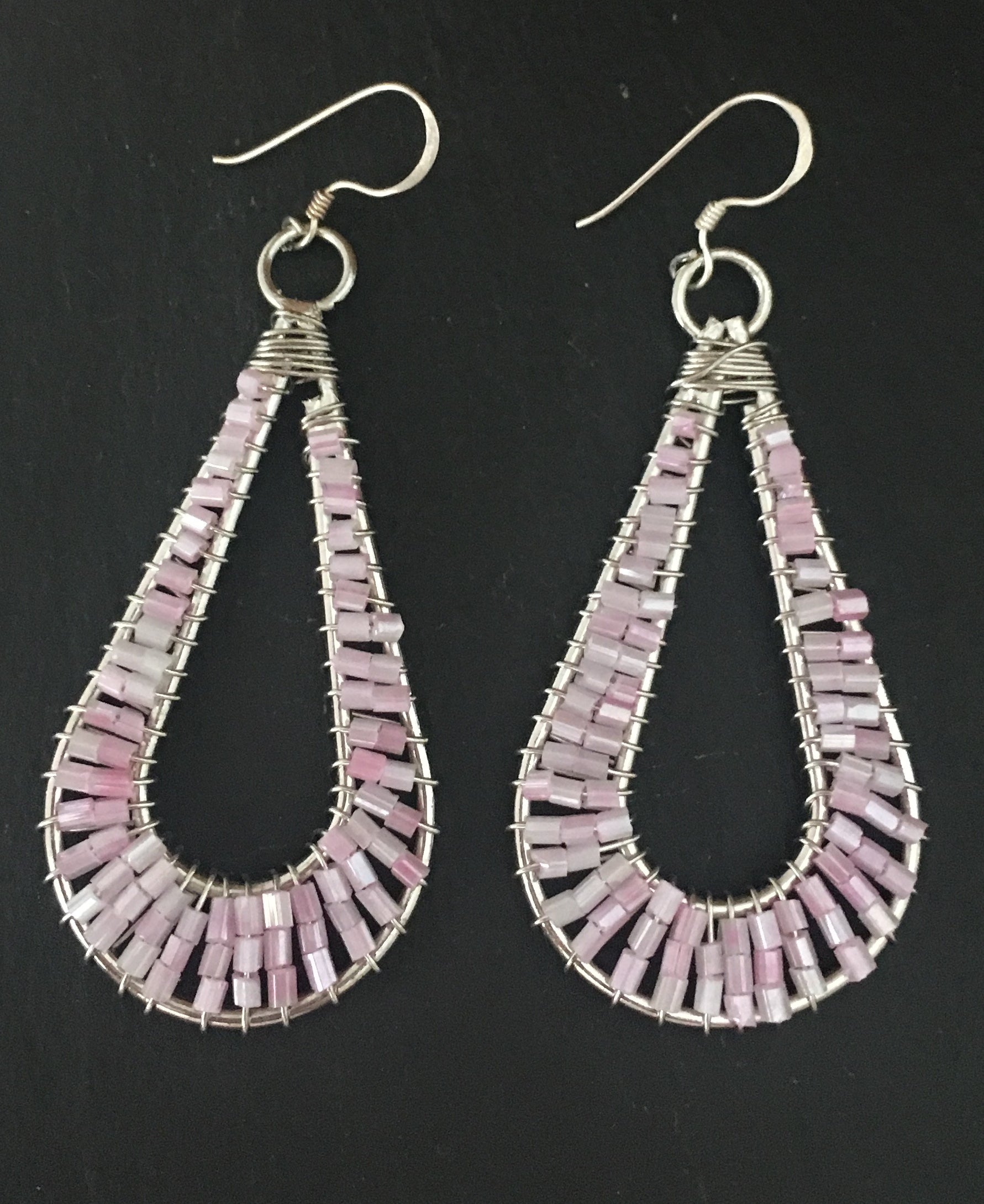 Pink Line Bead Earrings image 0