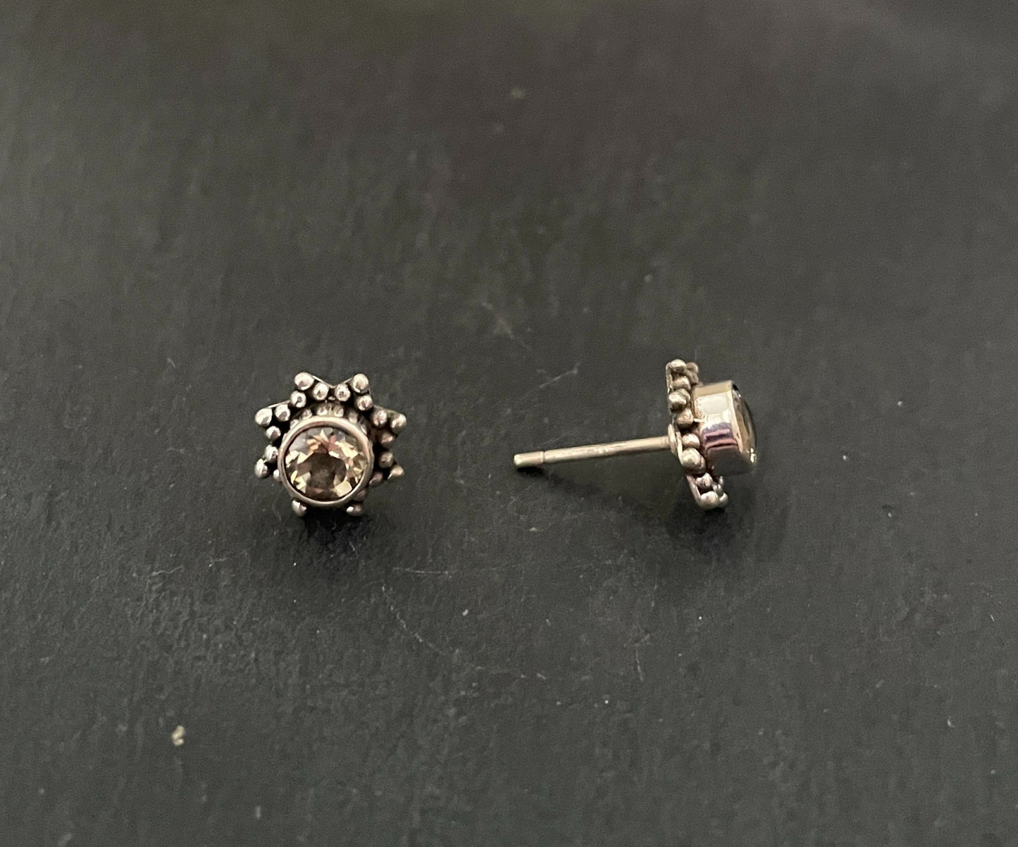 Citrine and Silver Stud Earrings image 1