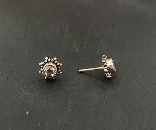 Citrine and Silver Stud Earrings image 1