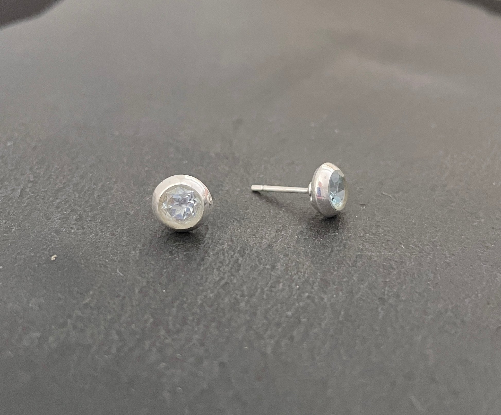 Round Blue Topaz Studs image 1