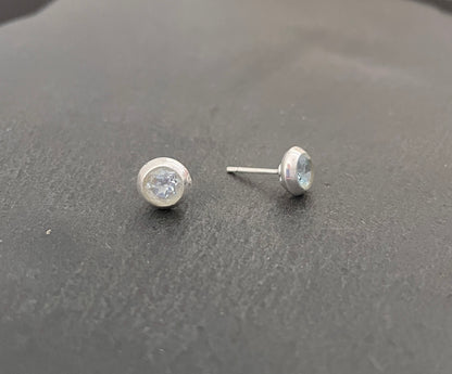 Round Blue Topaz Studs image 1