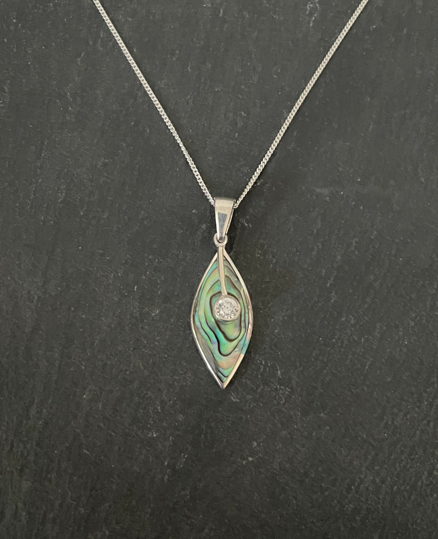 Paua Shell and Cubic Zirconia Pendant image 0