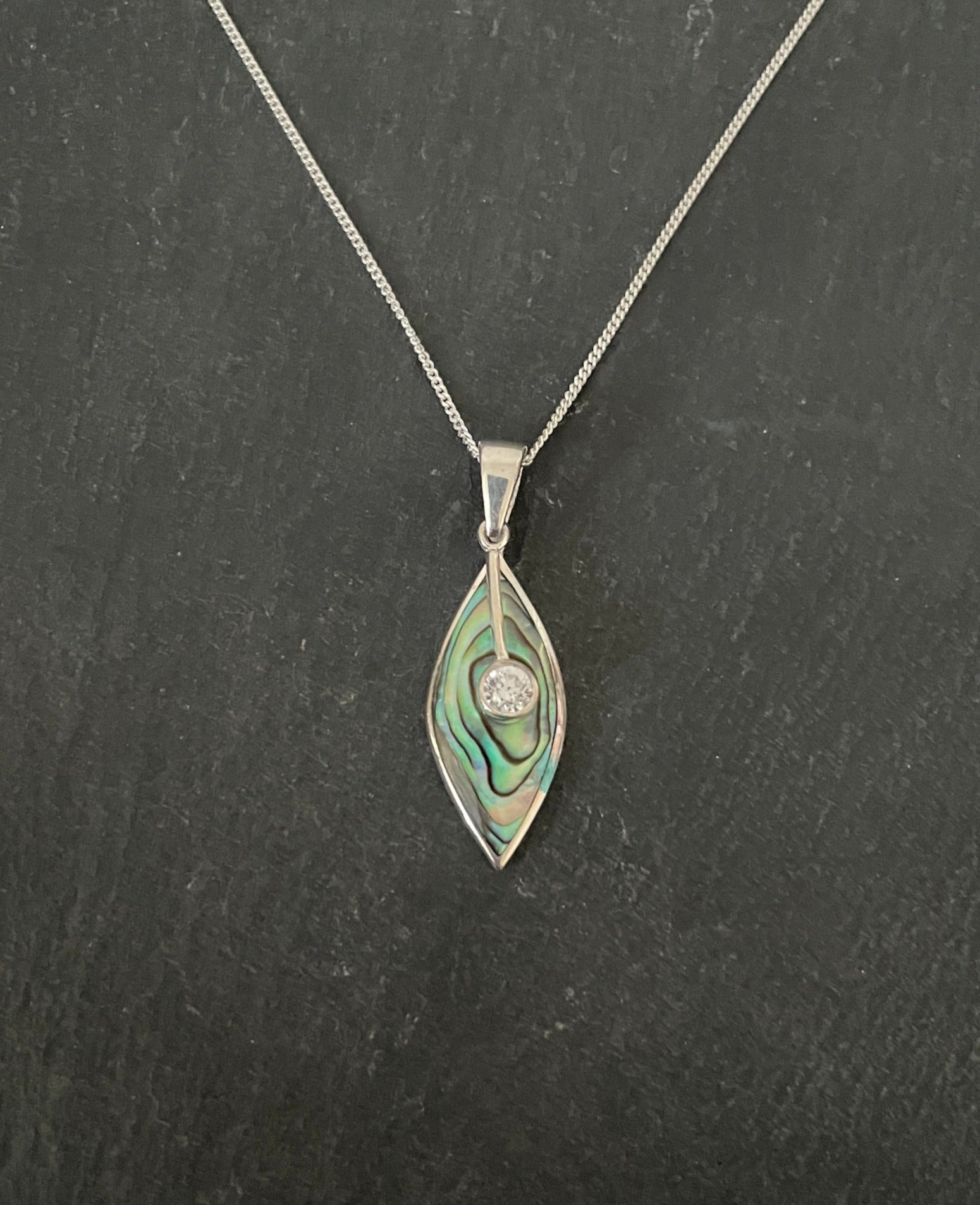 Paua Shell and Cubic Zirconia Pendant image 0