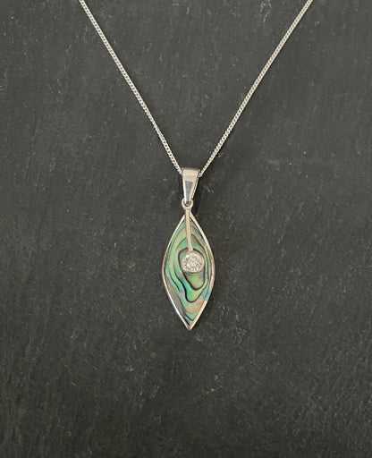 Paua Shell and Cubic Zirconia Pendant image 0