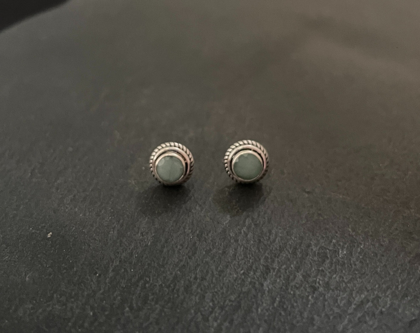 Round Emerald Stud Earrings image 0