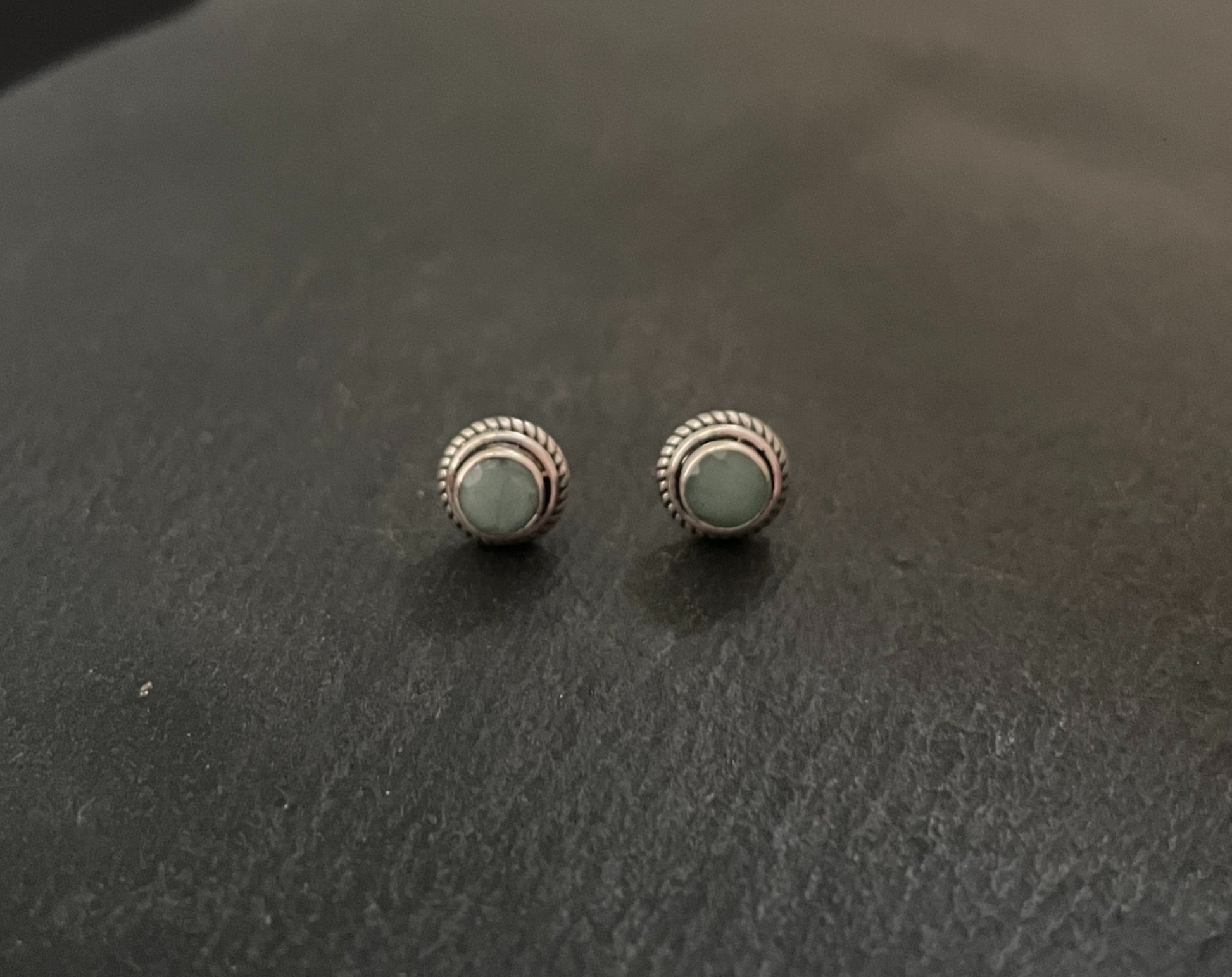 Round Emerald Stud Earrings image 0