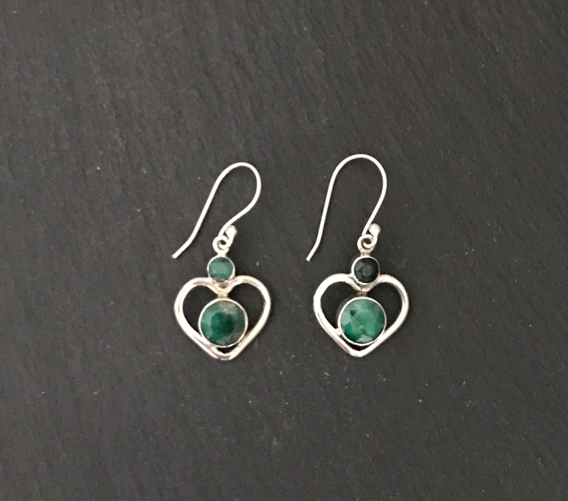 Emerald Heart Earrings image 2