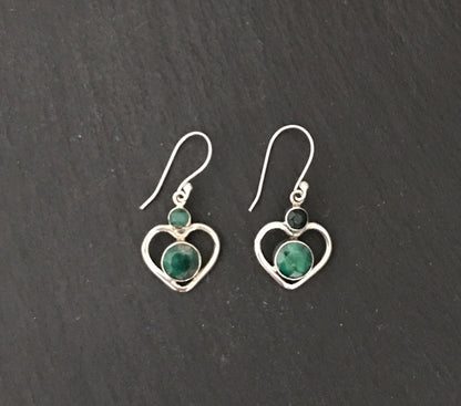 Emerald Heart Earrings image 2