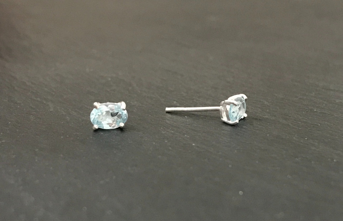 Blue Topaz Oval Stud Earrings image 1
