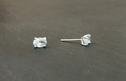 Blue Topaz Oval Stud Earrings image 1