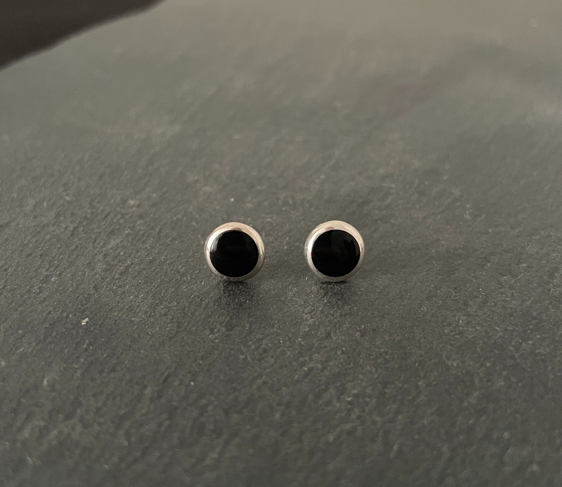 Black Onyx Round Stud Earrings image 0