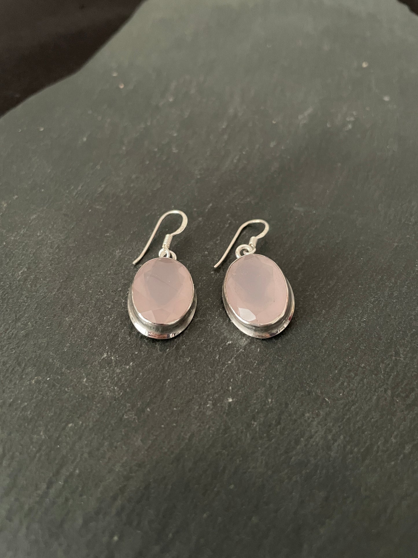 Rose Quartz Oval Earrings image 2