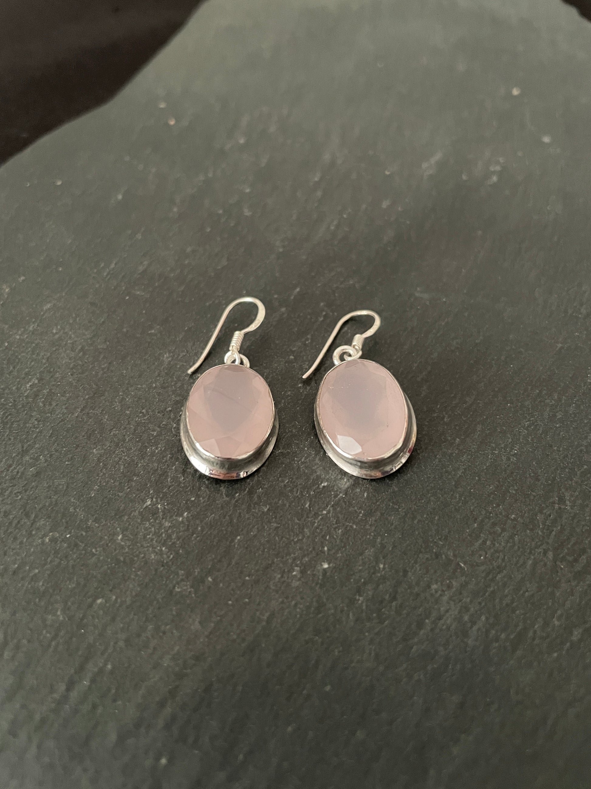 Rose Quartz Oval Earrings image 2
