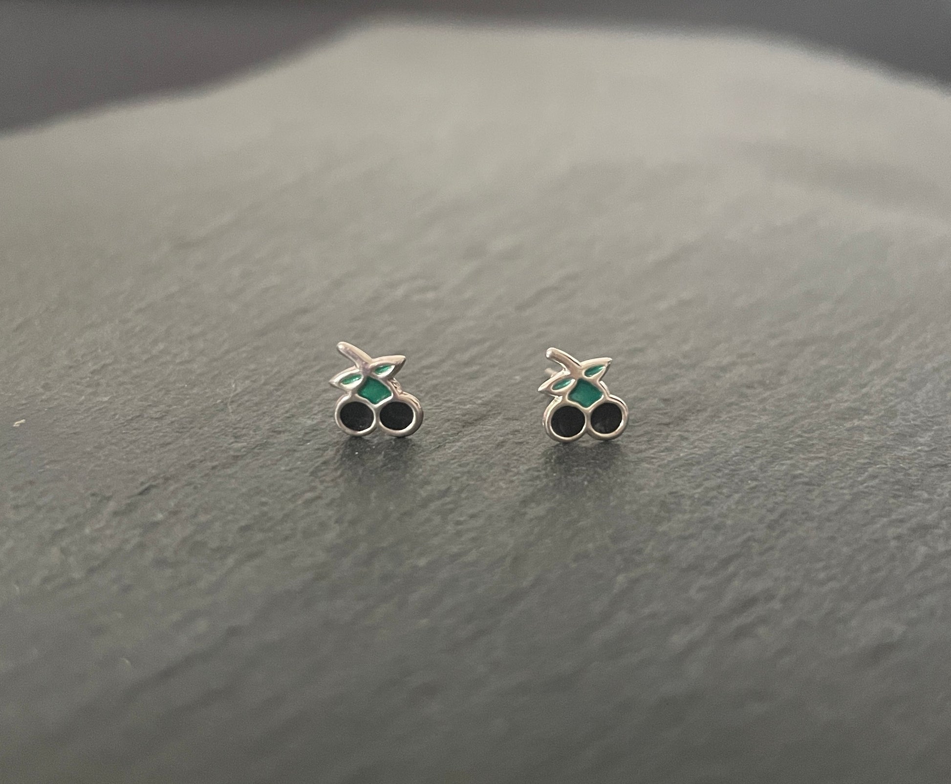 Silver Cherry Studs image 0