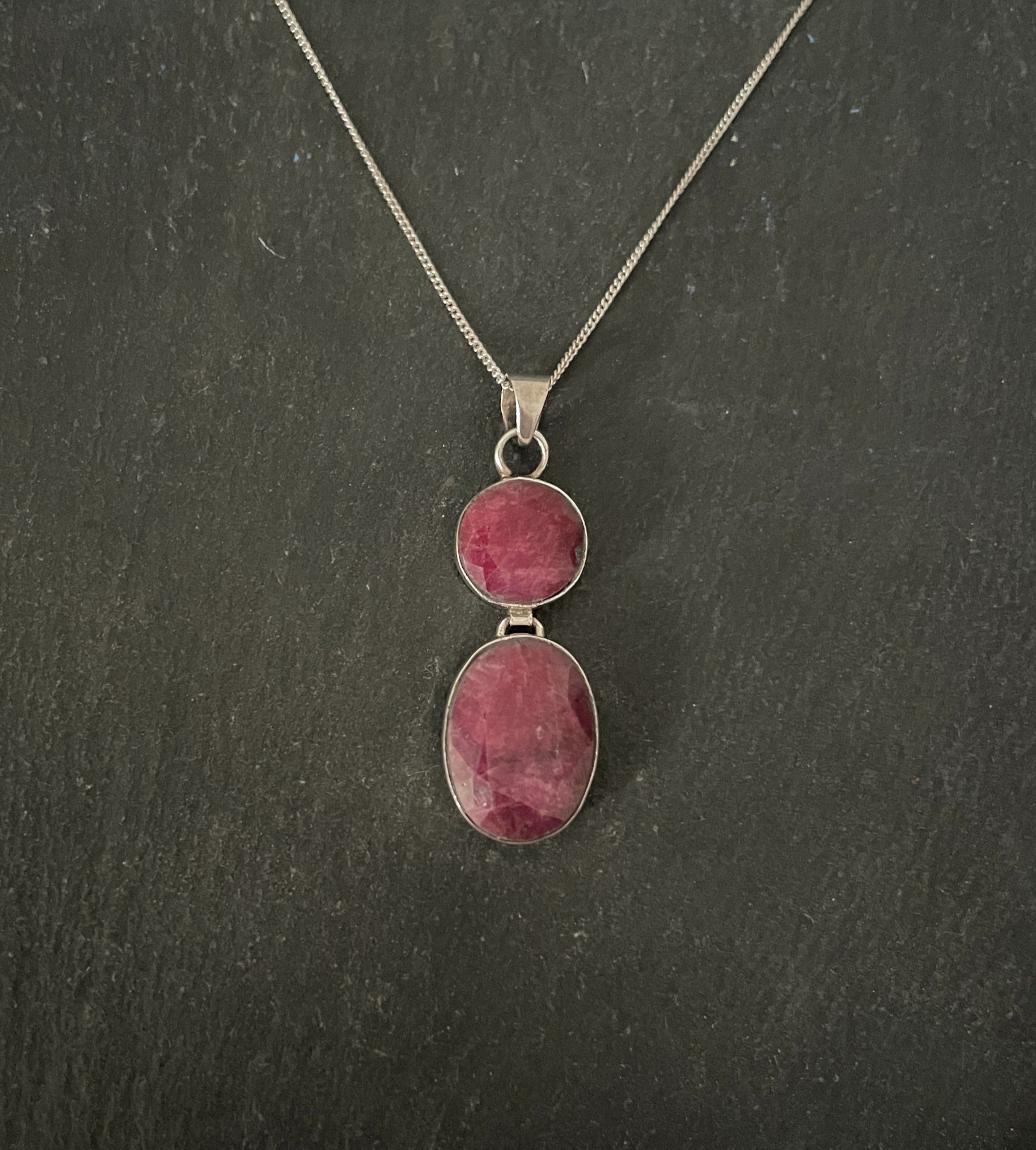 Two Stone Oval Ruby Pendant image 0