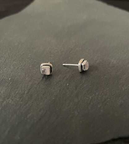 Rose Quartz Square Studs image 1