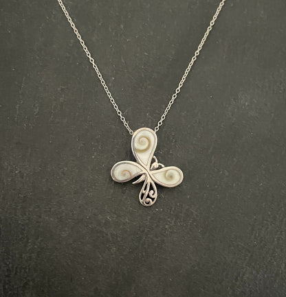 Shiva Shell and Silver Butterfly Pendant image 0