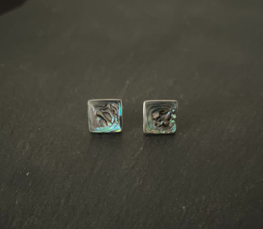 Paua Shell and Silver Square Studs image 0