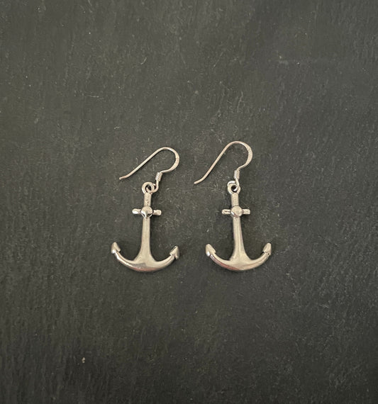 Silver Anchor Earrings image 0