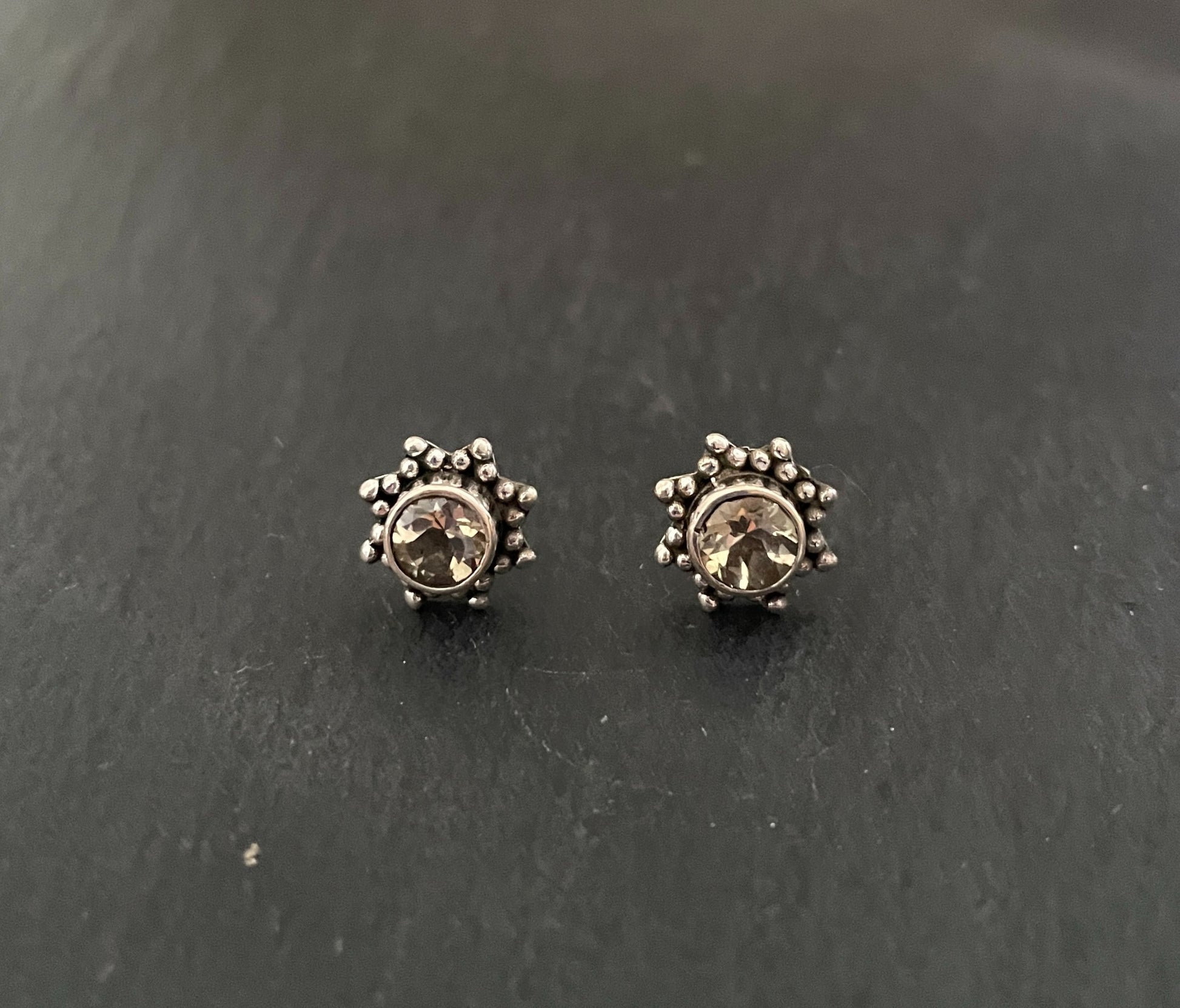 Citrine and Silver Stud Earrings image 0