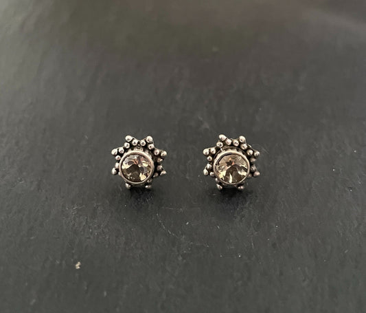 Citrine and Silver Stud Earrings image 0