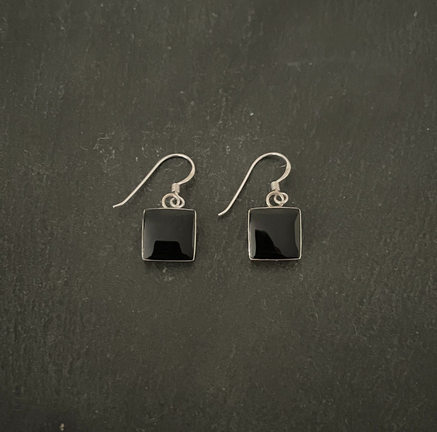 Black Onyx Square Earrings image 0