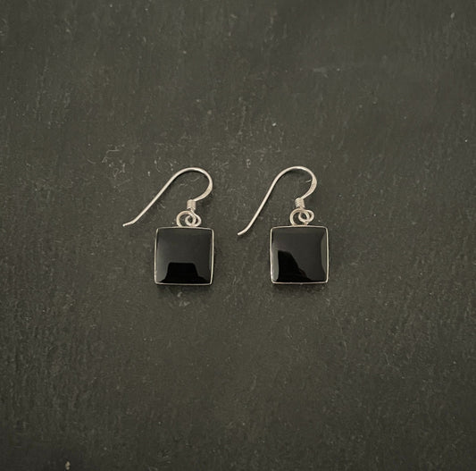 Black Onyx Square Earrings image 0