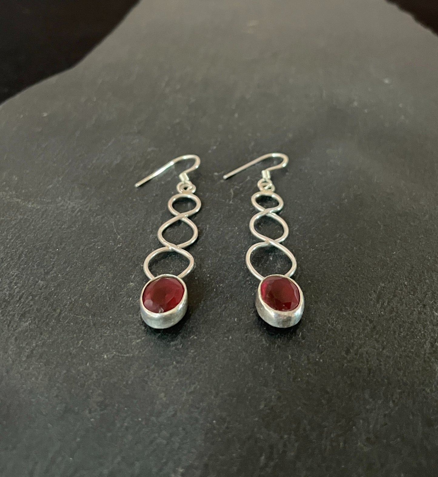 Ruby and Silver Drop Earrings image 1