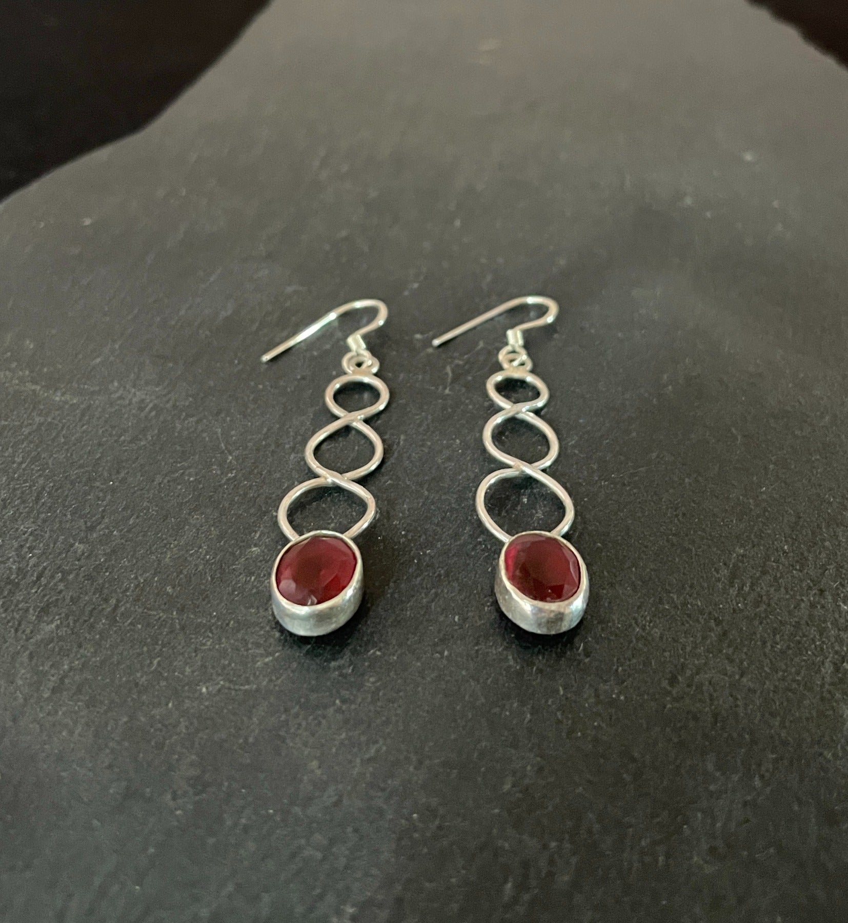 Ruby and Silver Drop Earrings image 1