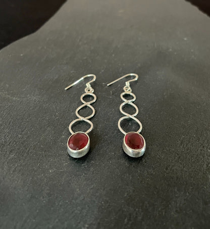 Ruby and Silver Drop Earrings image 1