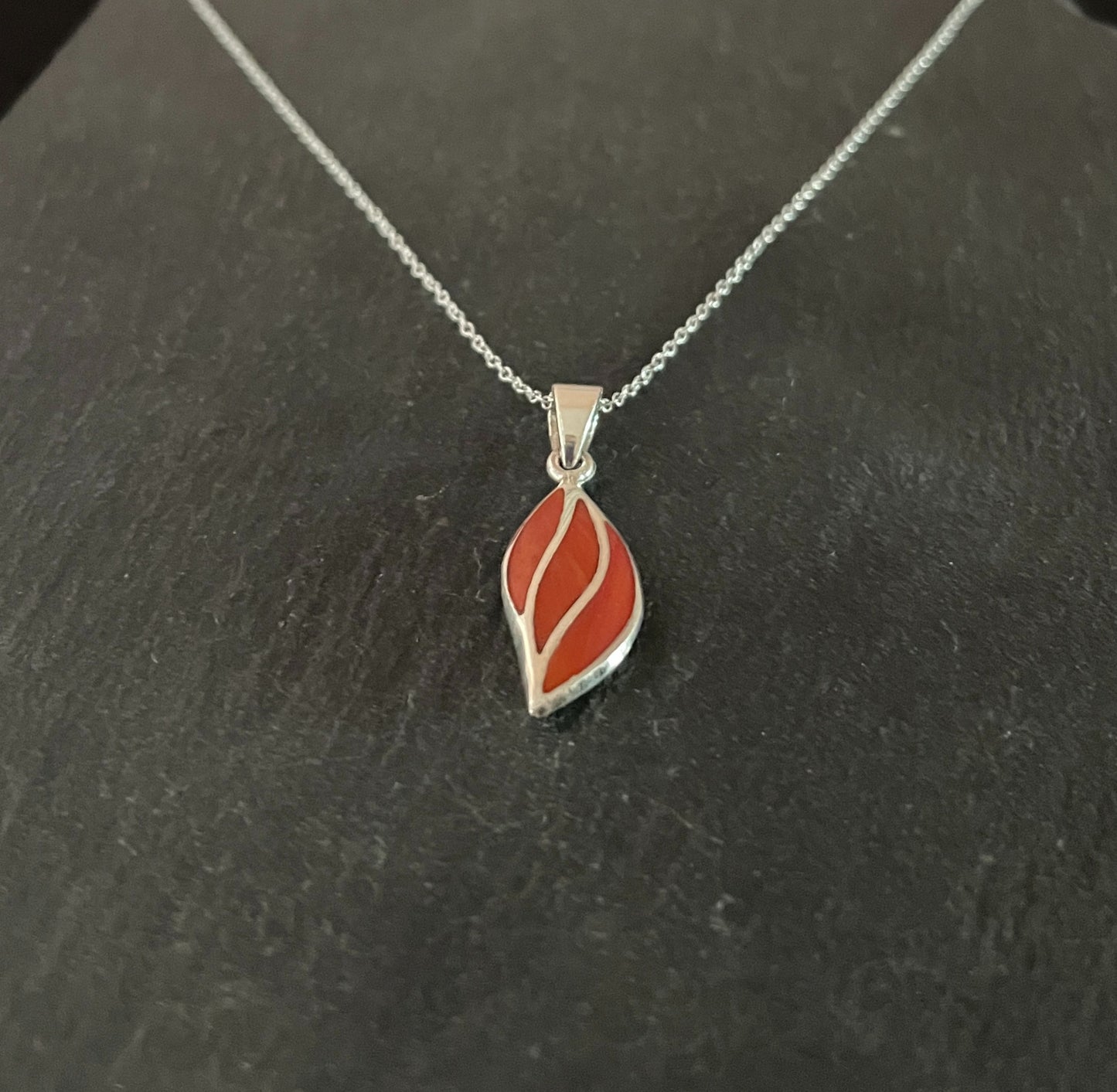 Coral and Silver Pendant image 1