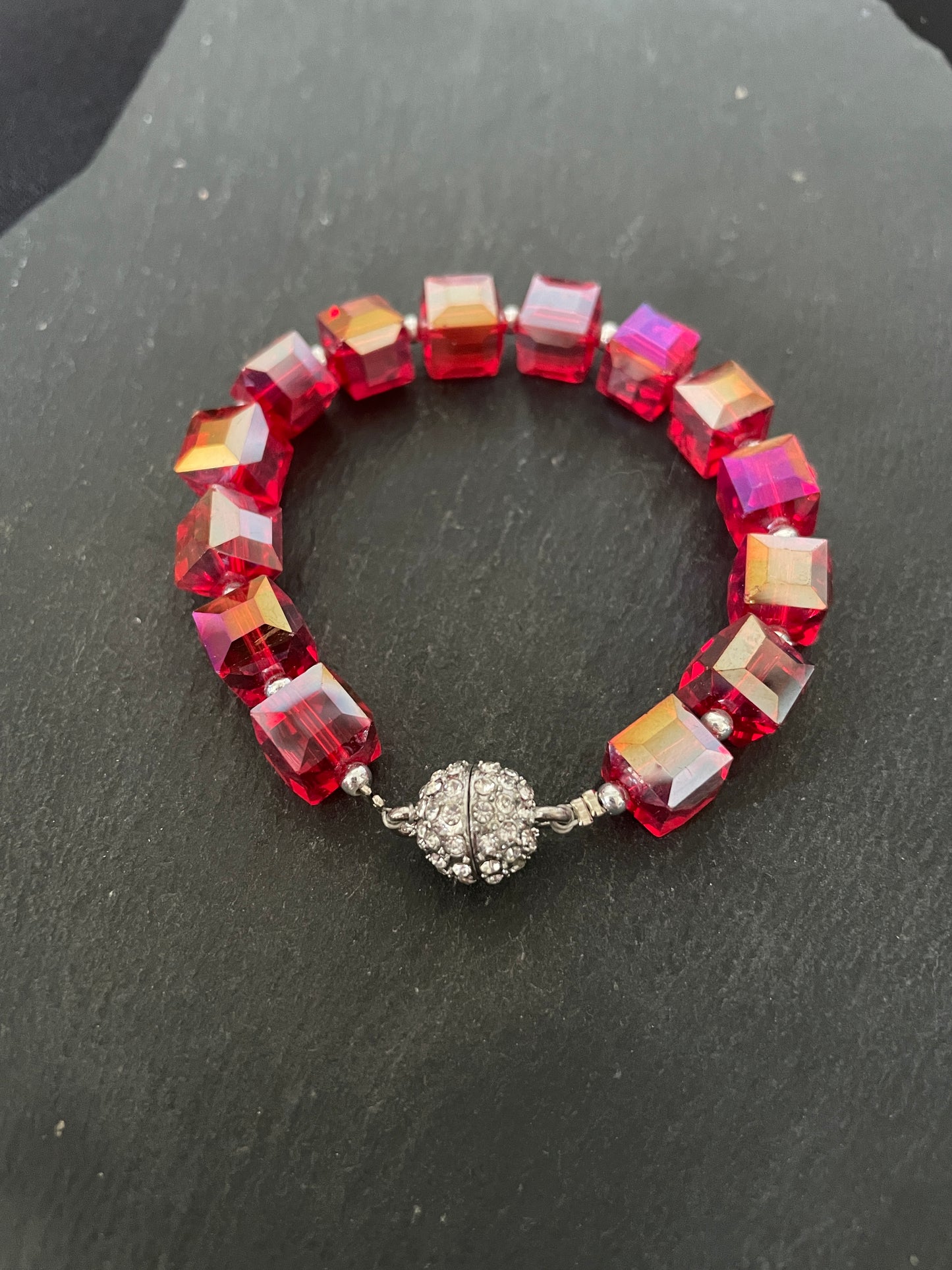 Red Square Coloured Bead Bracelet image 0