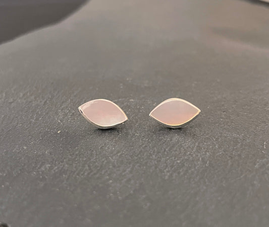 Mother of Pearl and Silver Stud Earrings image 0
