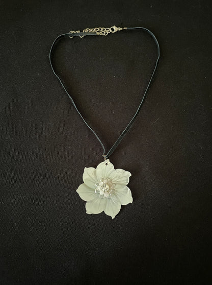 Mother of Pearl and Rose Quartz Flower Necklace image 1