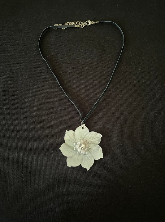 Mother of Pearl and Rose Quartz Flower Necklace image 1