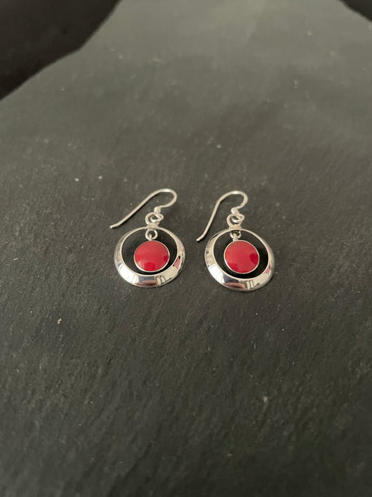 Round Coral Earrings image 1